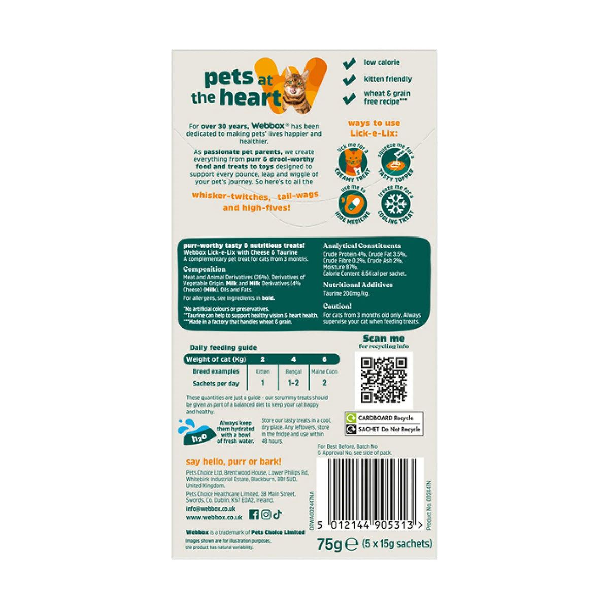 Webbox Cat Treat Lick-e-Lix Cream Cheese & Taurine - 75 g (5 pcs)