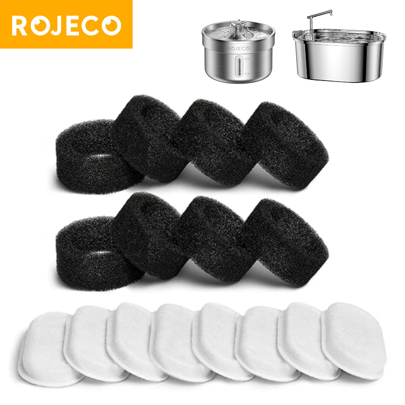 Rojeco 3.2L Stainless Steel Cat Water Fountain Filters - 4 pcs