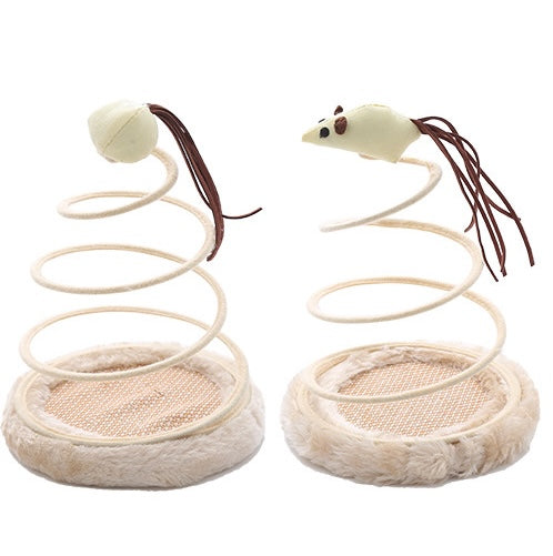 Funny Paws Cat Cloth Spring Toy - Mouse