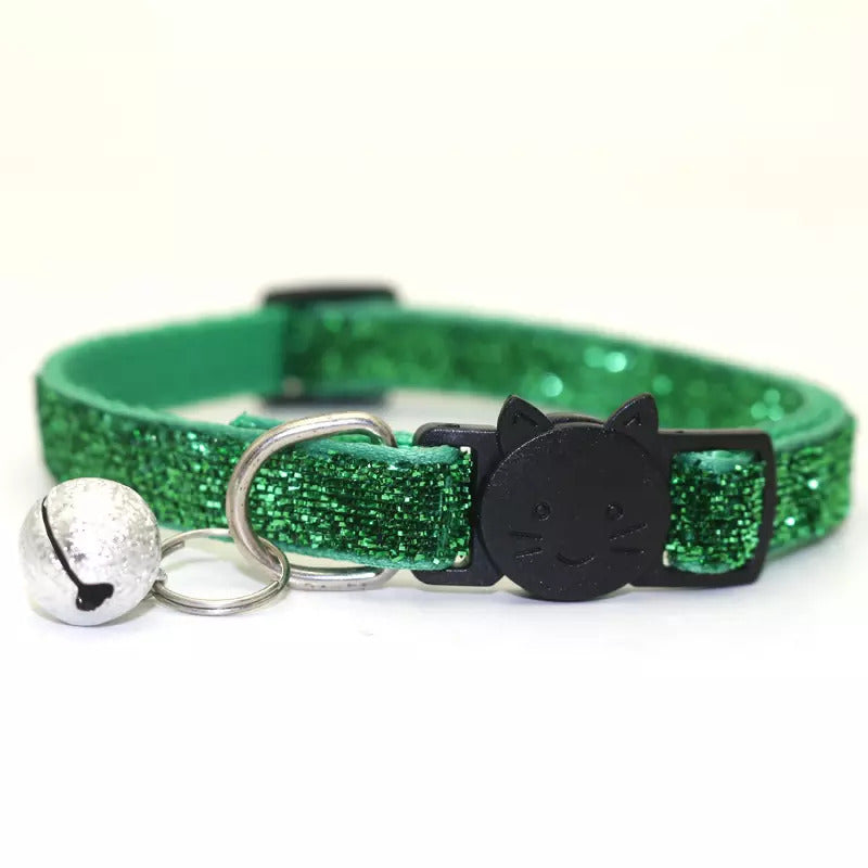 Funny Paws Cat Velvet Collar - Green
