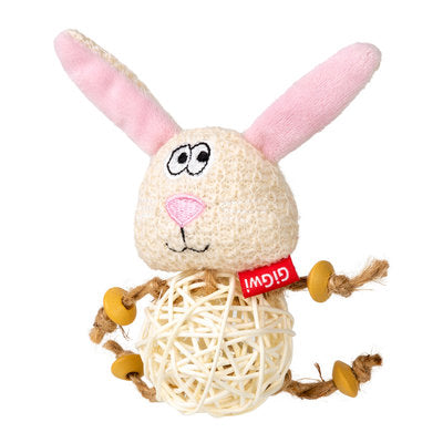 GiGwi Cat Toy Hare Wicker Ball w/ Rattle - 10 cm