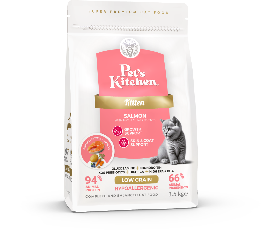 Pet's Kitchen Hypoallergenic Cat Dry Food Kitten Salmon - 1.5 kg