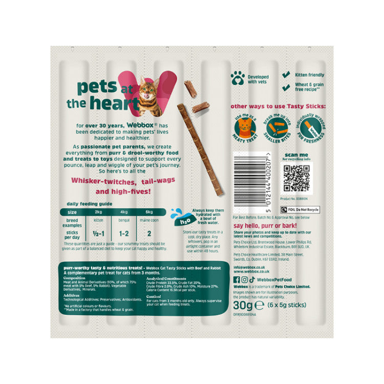 Webbox Cat Treat Tasty Sticks Beef & Rabbit - 30 g (6 pcs)
