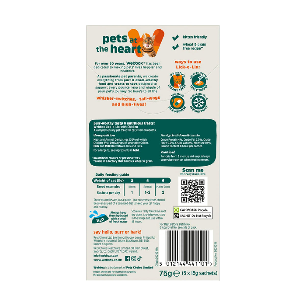 Webbox Cat Treat Lick-e-Lix Yoghurt Chicken - 75 g (5 pcs)