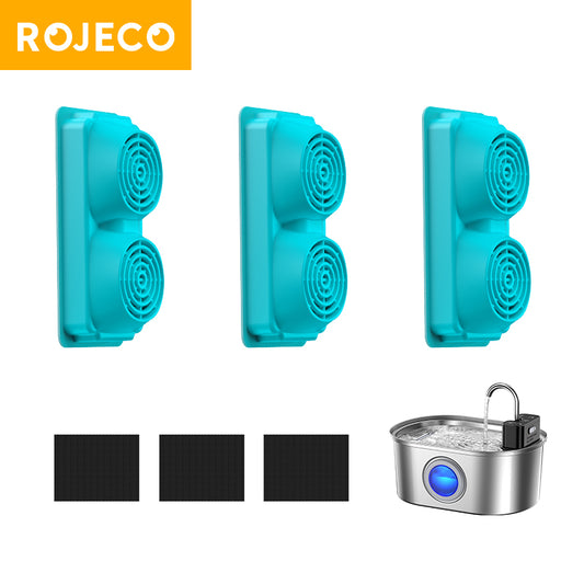 Rojeco 3.2L Wireless Pet Water Fountain Filters - 3 pcs