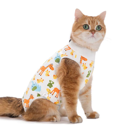 Funny Paws Pet Medical Suit S - White Multi-Animals