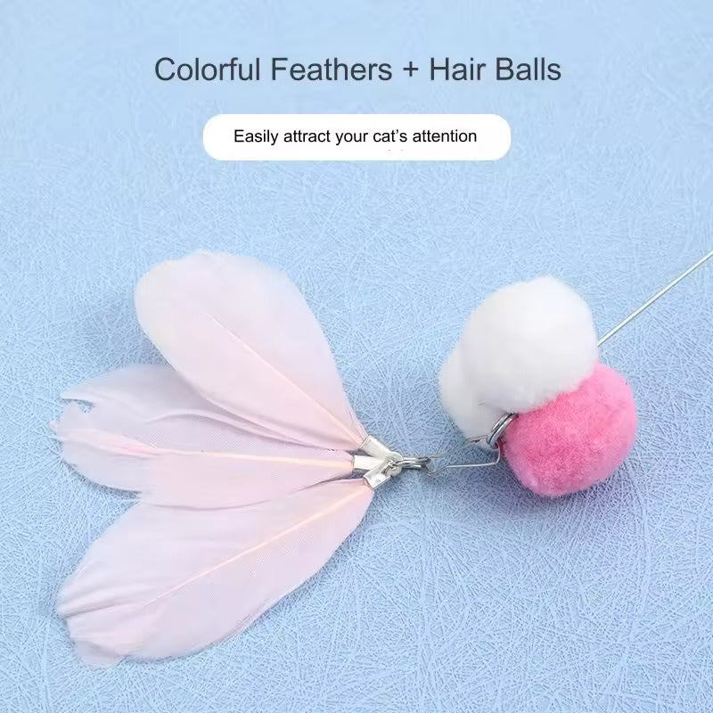 Funny Paws Cat Hairball Spring Wand - Light Blue