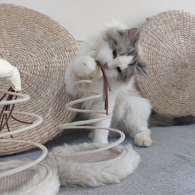Funny Paws Cat Cloth Spring Toy - Ball
