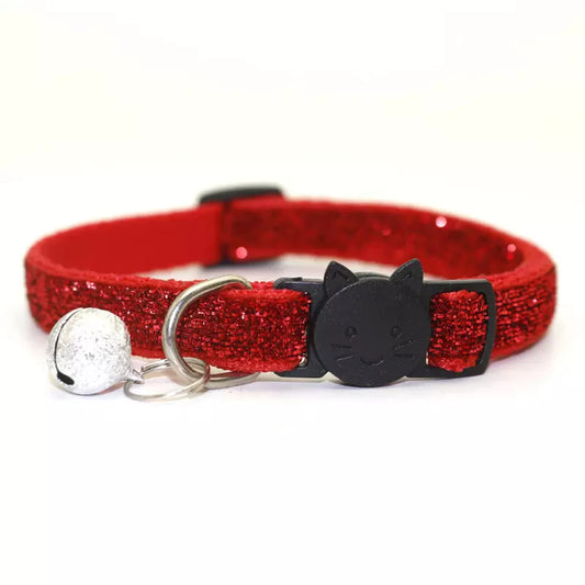 Funny Paws Cat Velvet Collar - Red