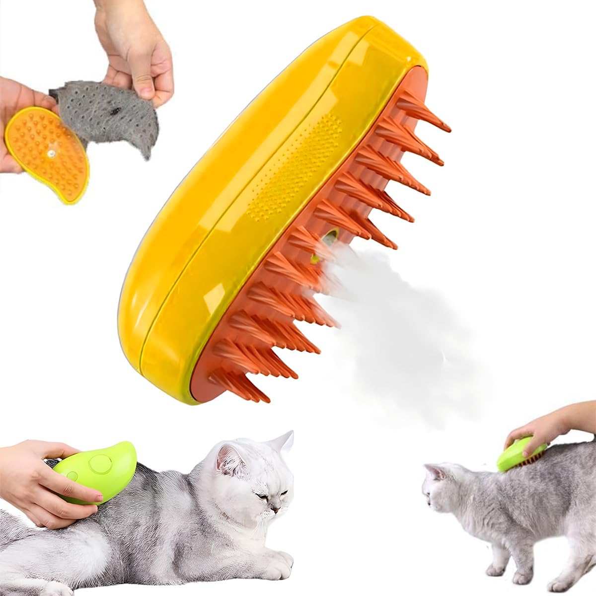 Funny Paws Pet Steam Brush - Yellow