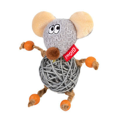 GiGwi Cat Toy Mouse Wicker Ball w/ Bell - 8 cm