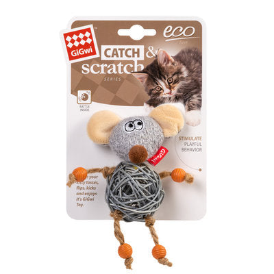 GiGwi Cat Toy Mouse Wicker Ball w/ Bell - 8 cm