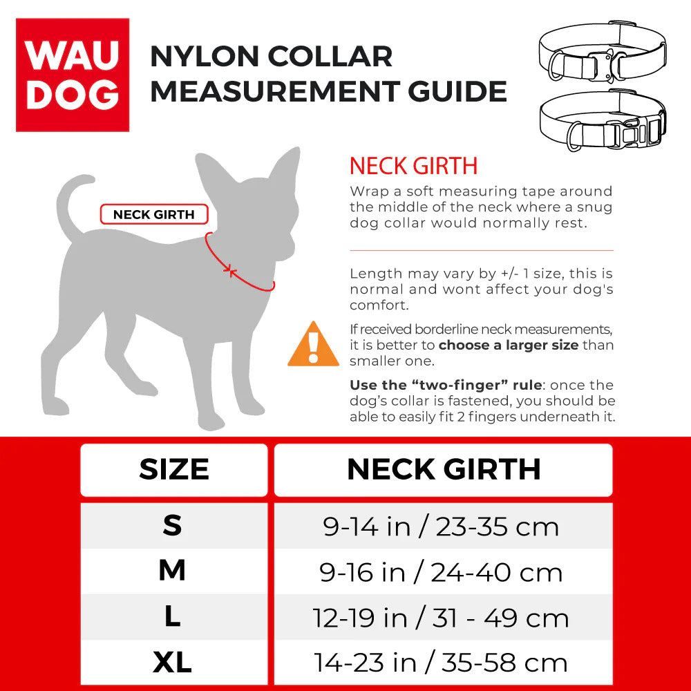 Waudog Nylon Dog Collar with QR Tag - Joker - Metal Buckle - L