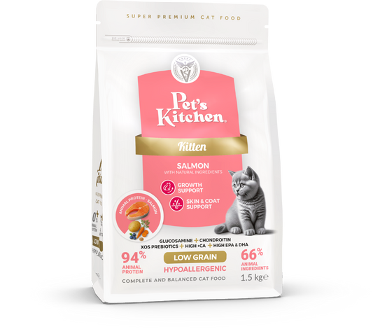 Pet's Kitchen Hypoallergenic Cat Dry Food Kitten Salmon - 1.5 kg