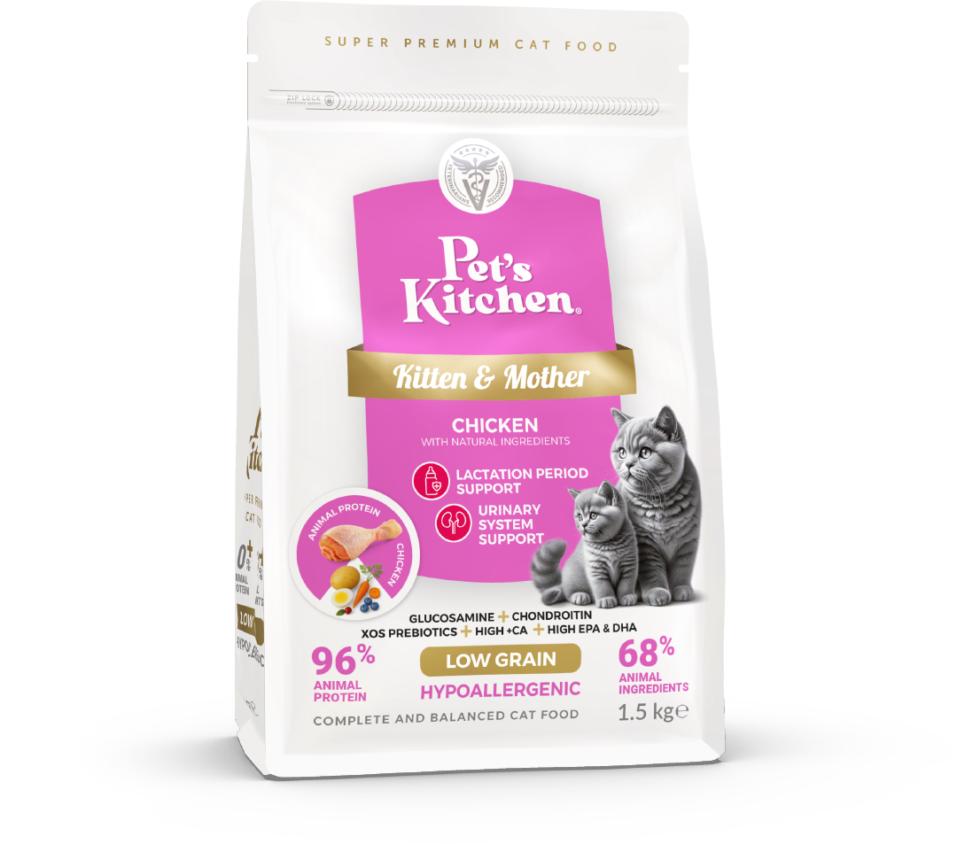 Pet's Kitchen Hypoallergenic Cat Dry Food Kitten & Mother Chicken - 1.5 kg