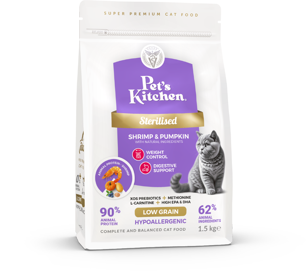 Pet's Kitchen Hypoallergenic Cat Dry Food Shrimp & Pumpkin - 1.5 kg