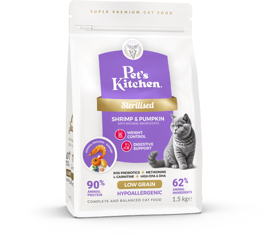 Pet's Kitchen Hypoallergenic Cat Dry Food Shrimp & Pumpkin - 1.5 kg