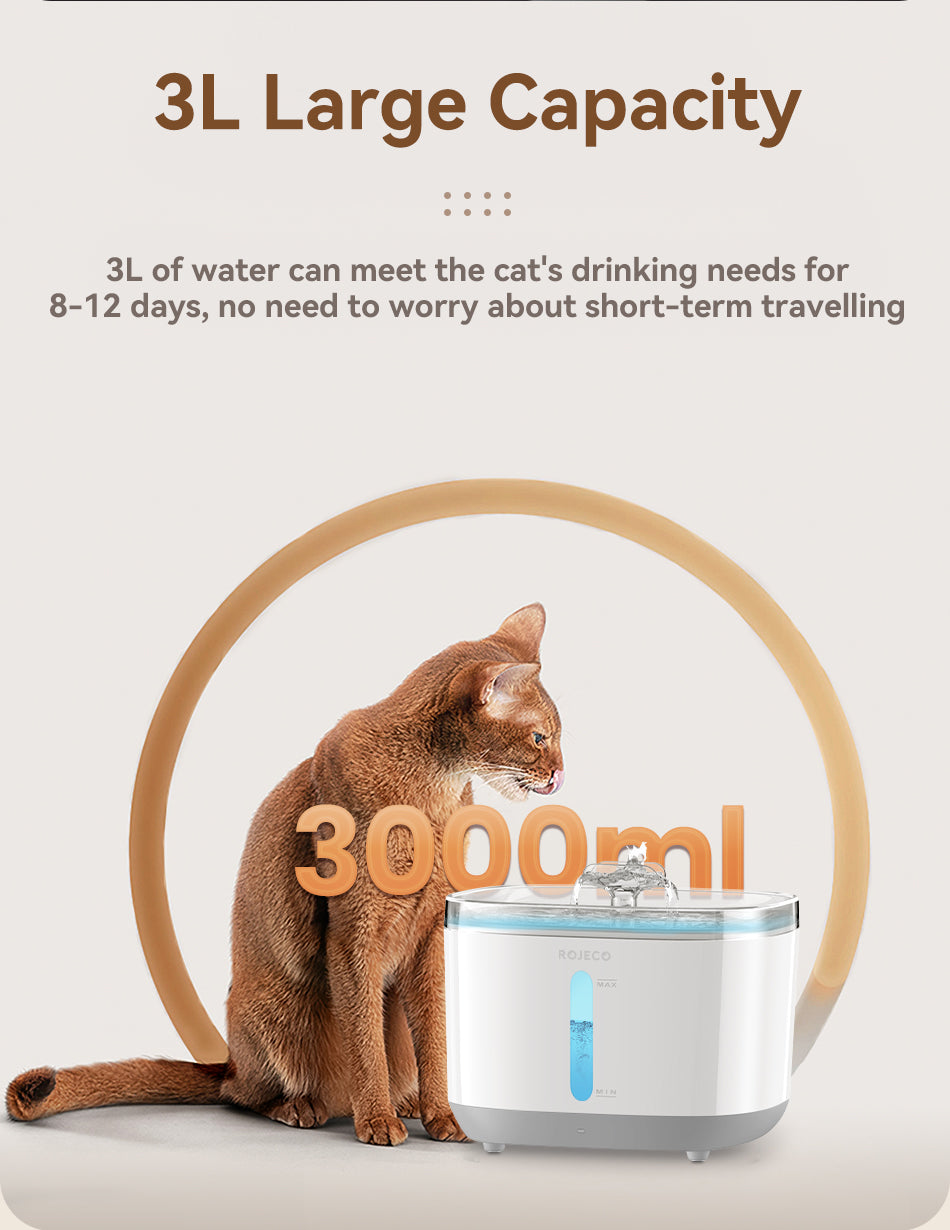 Rojeco 2.5L Stainless Steel Wireless Pet Water Fountain
