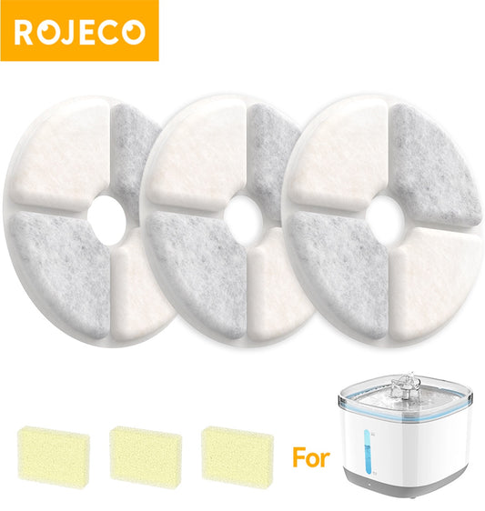 Rojeco 2.5L Stainless Steel Wireless Pet Water Fountain Filters - 3 pcs