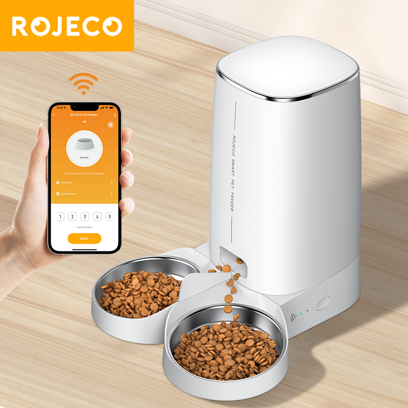 Rojeco 4L WIFI Automatic Pet Feeder - Double Bowl
