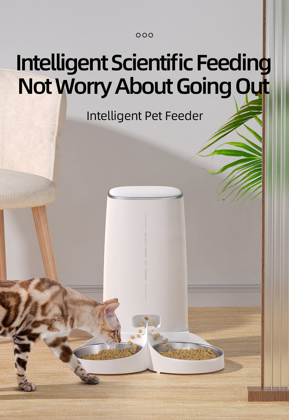 Rojeco 4L WIFI Automatic Pet Feeder - Double Bowl