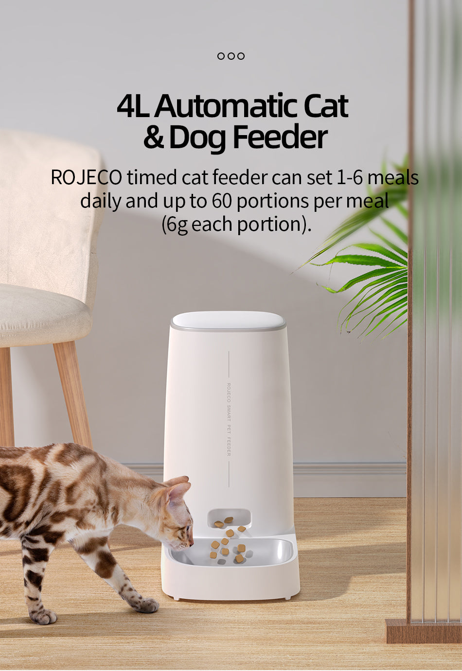 Rojeco 4L WIFI Automatic Pet Feeder - Single Bowl