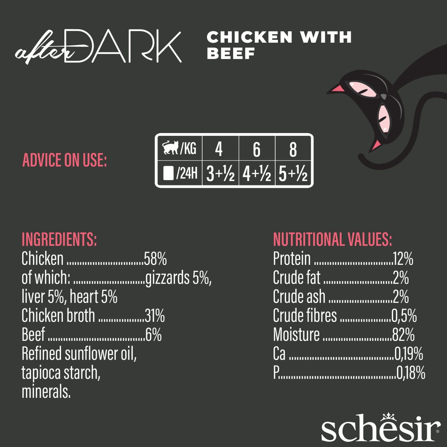 Schesir After Dark Chicken with Beef in Broth Wet Cat Food - 80g
