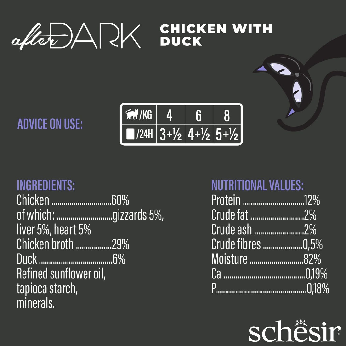 Schesir After Dark Chicken with Duck in Broth Wet Cat Food - 80g