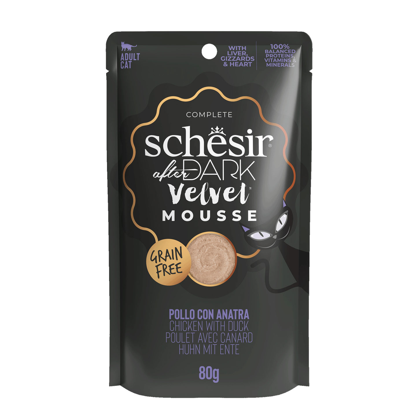 Schesir After Dark Velvet Mousse Chicken & Duck Wet Cat Food - 80g