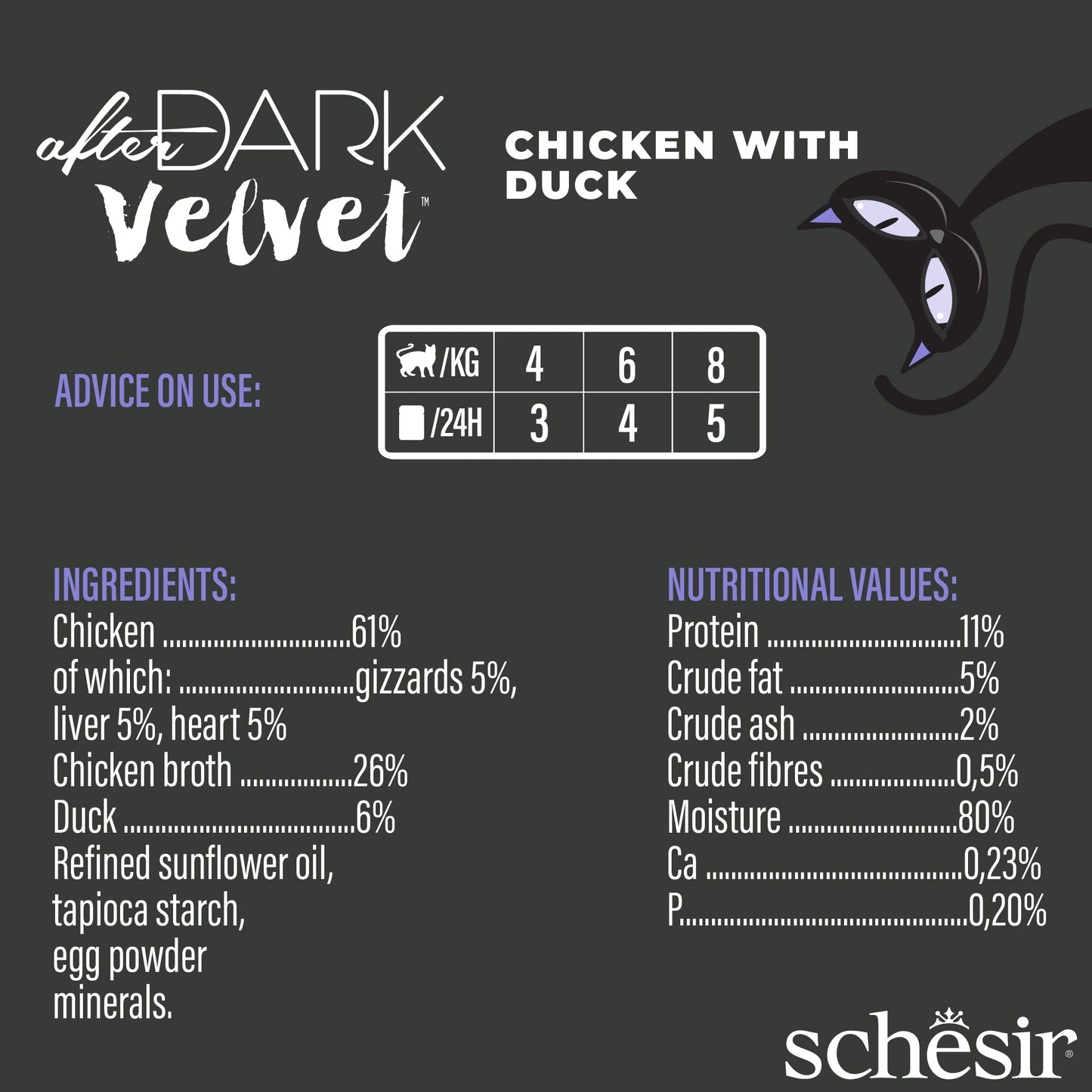 Schesir After Dark Velvet Mousse Chicken & Duck Wet Cat Food - 80g