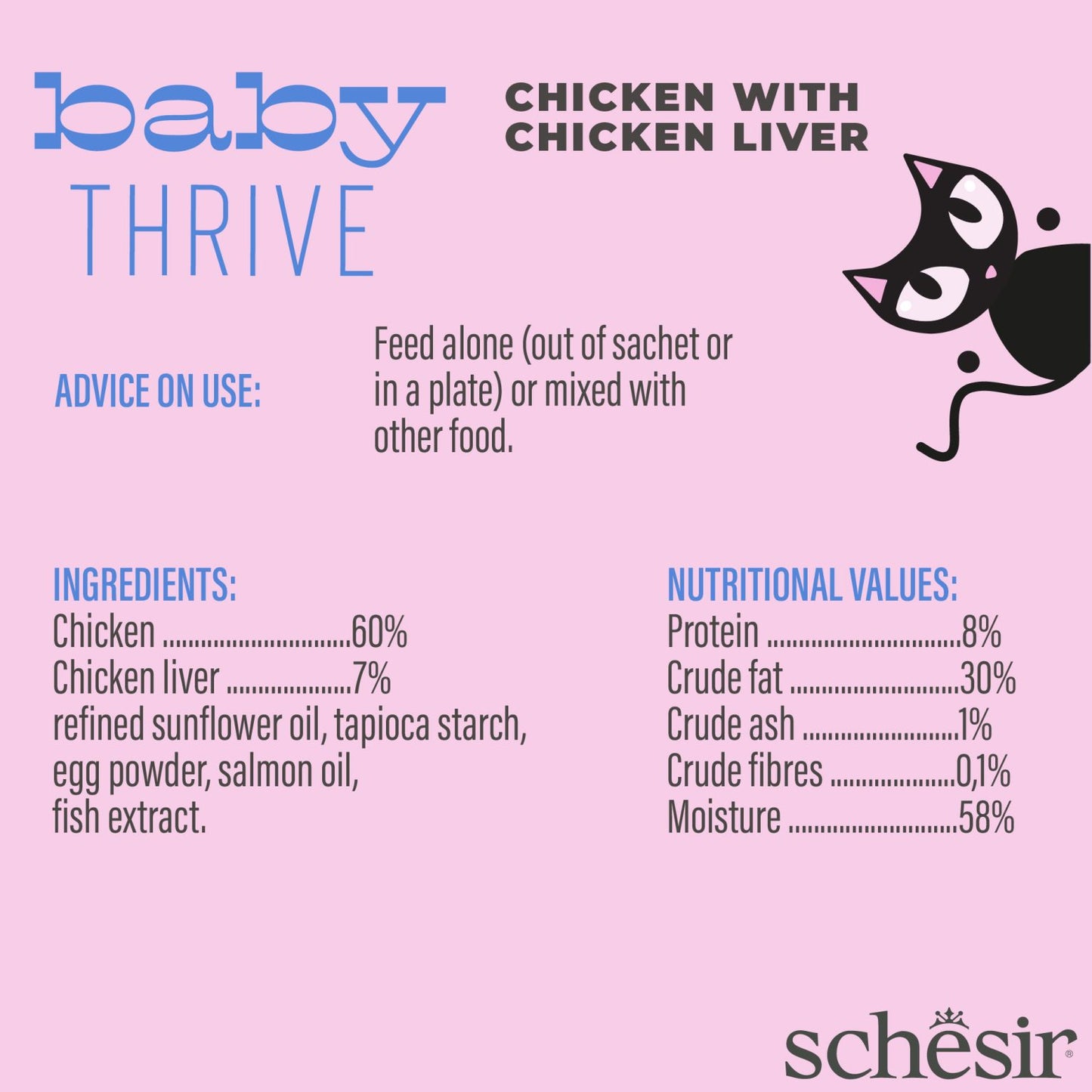 Schesir Baby Thrive Chicken & Chicken Liver Baby Cat Food (Pack of 20 Sachet)