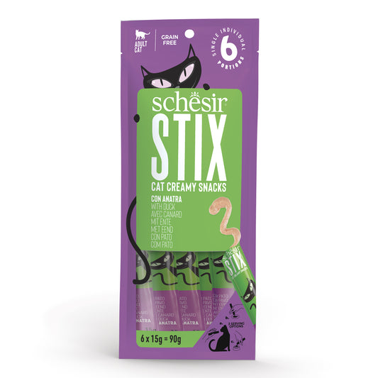 Schesir Stix! Duck Mousse Cat Treat - 6 pcs