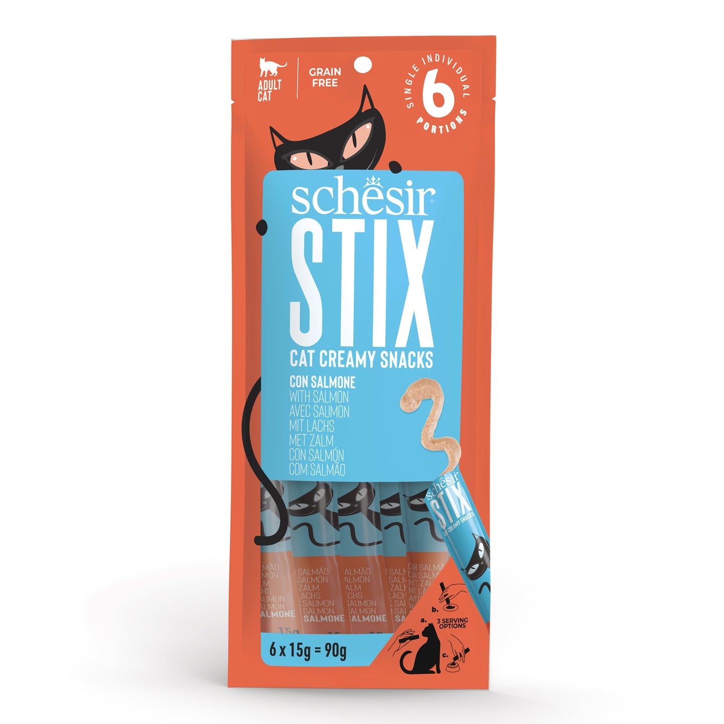 Schesir Stix! Salmon Mousse Cat Treat - 6 pcs