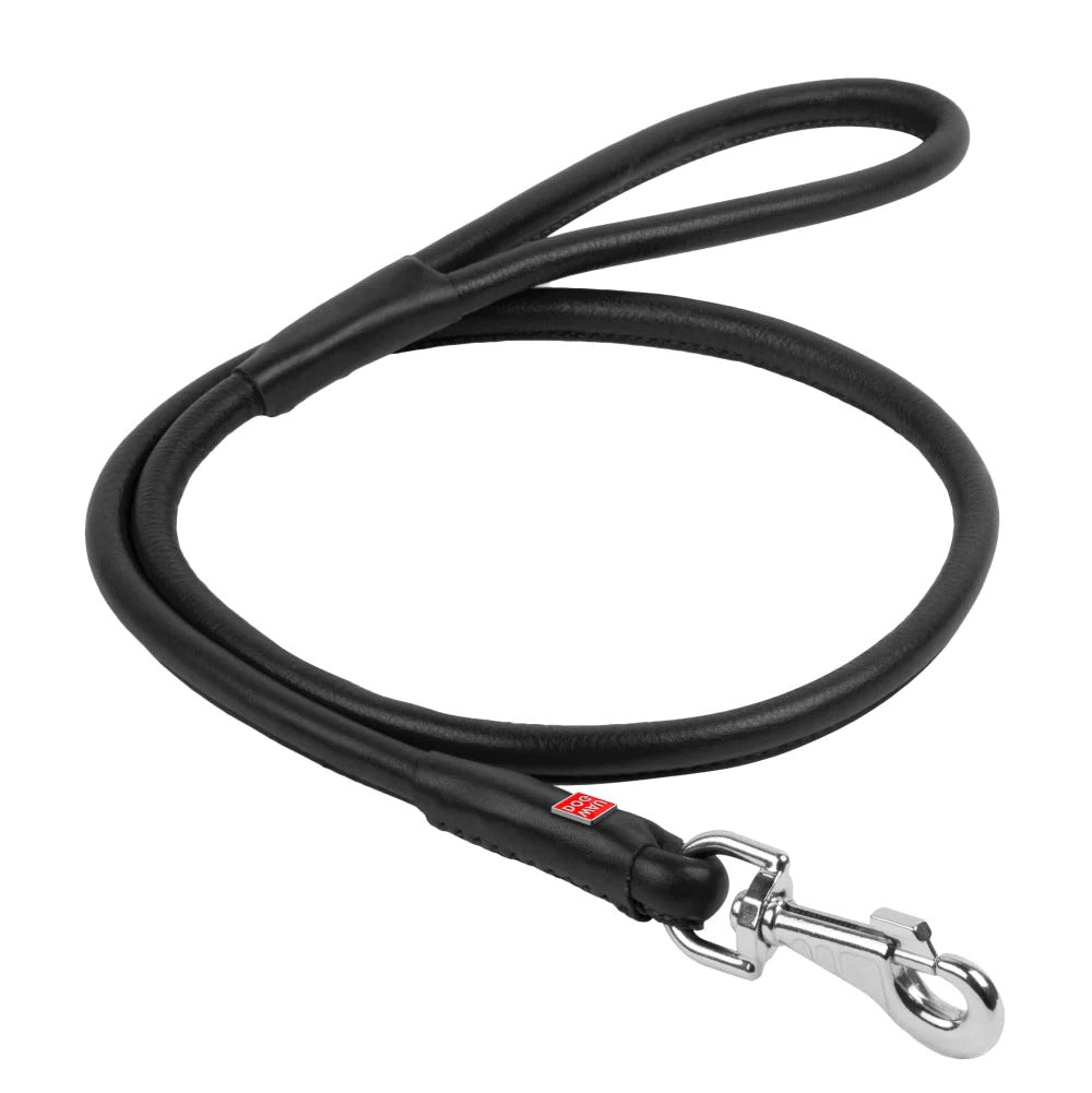 Waudog Glamour Leather Dog Leash - S - Black