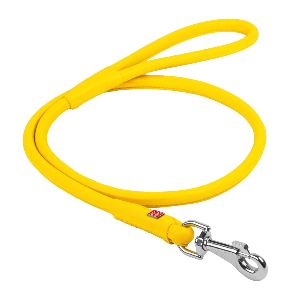 Waudog Glamour Leather Dog Leash - L - Yellow