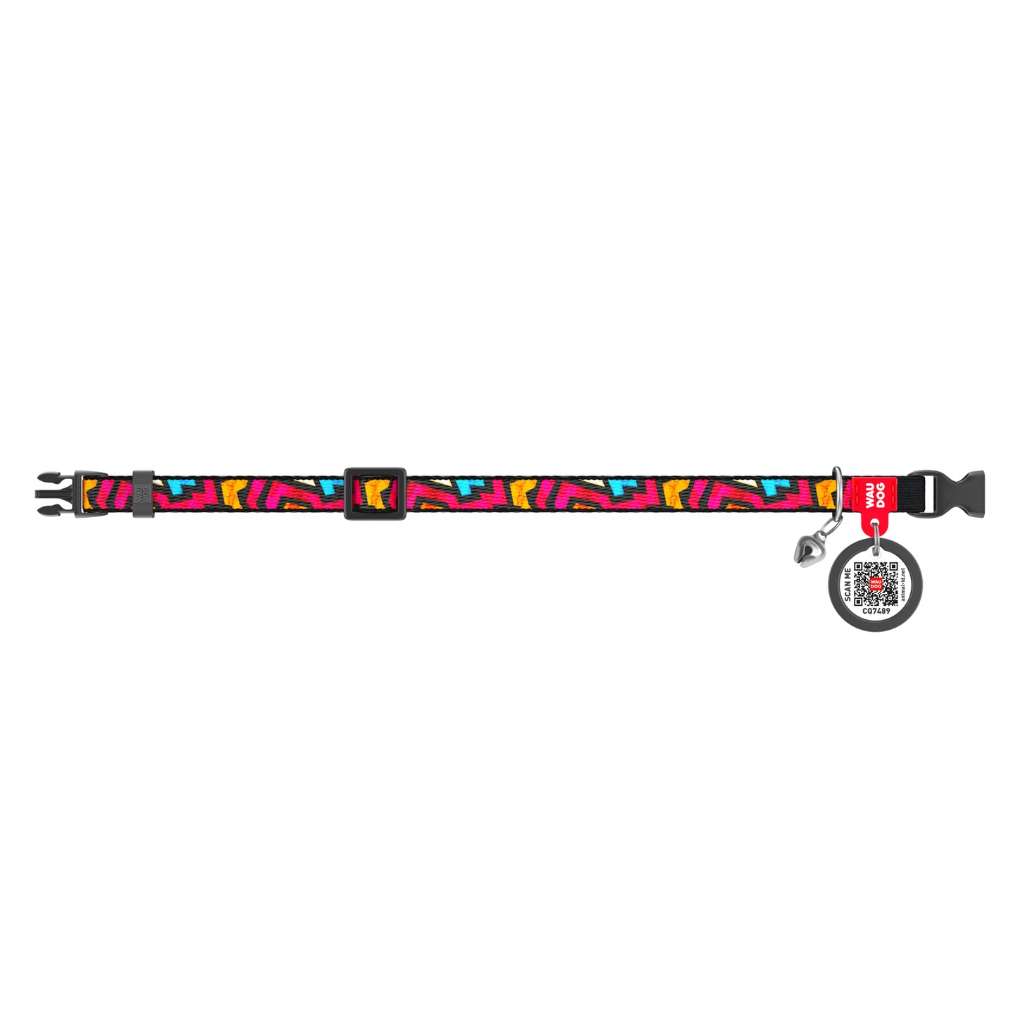 Waudog Nylon Cat Collar with QR Tag - Graffiti - Plastic Buckle