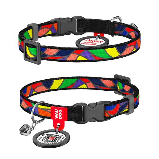 Waudog Nylon Cat Collar with QR Tag - Vitrage - Plastic Buckle