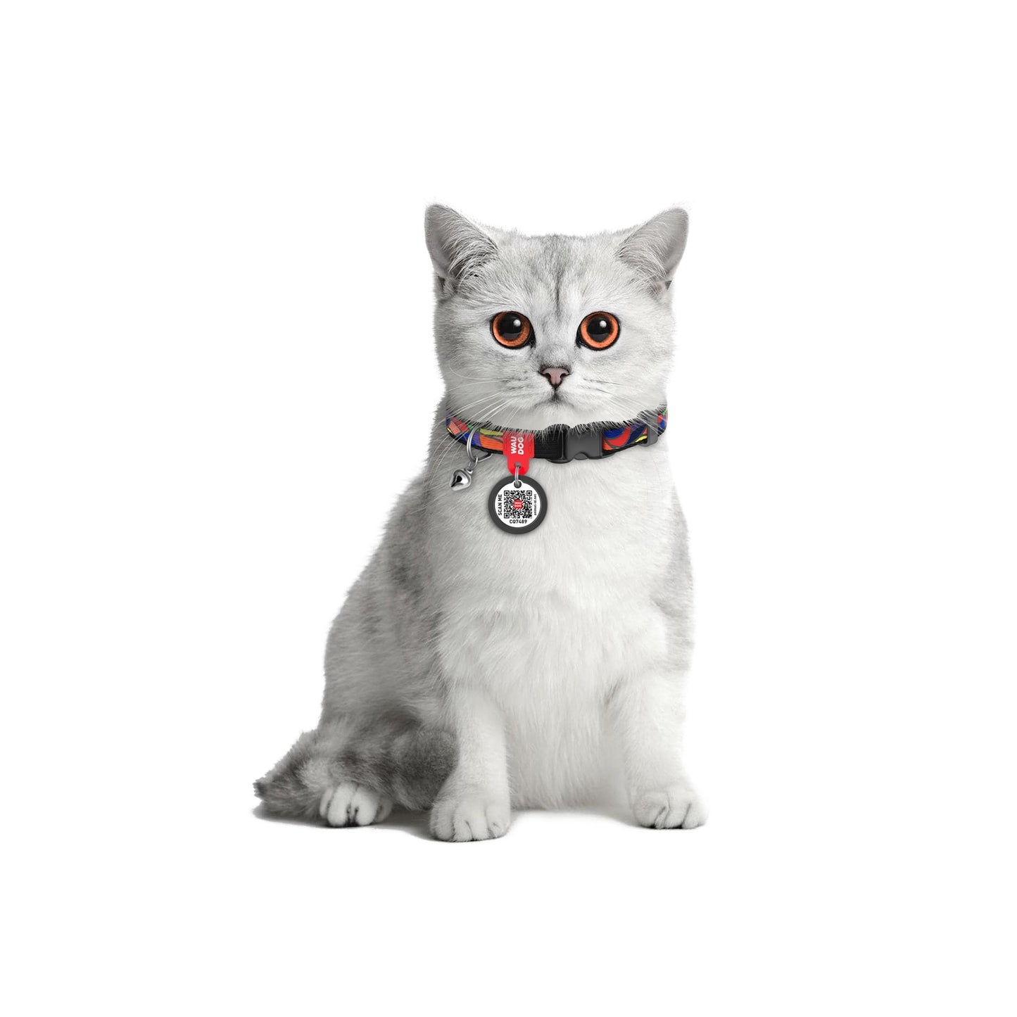 Waudog Nylon Cat Collar with QR Tag - Vitrage - Plastic Buckle