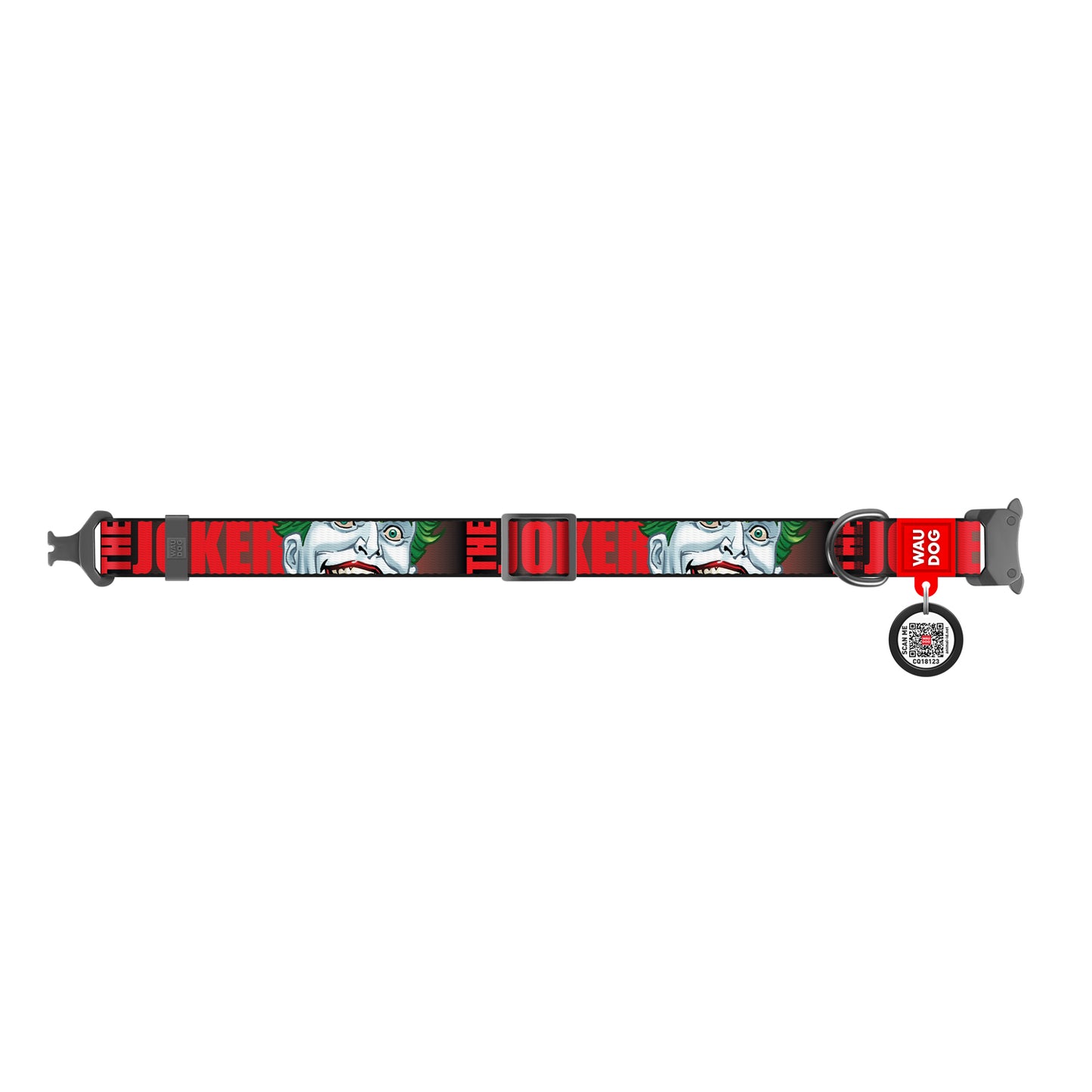 Waudog Nylon Dog Collar with QR Tag - Joker - Metal Buckle - XL
