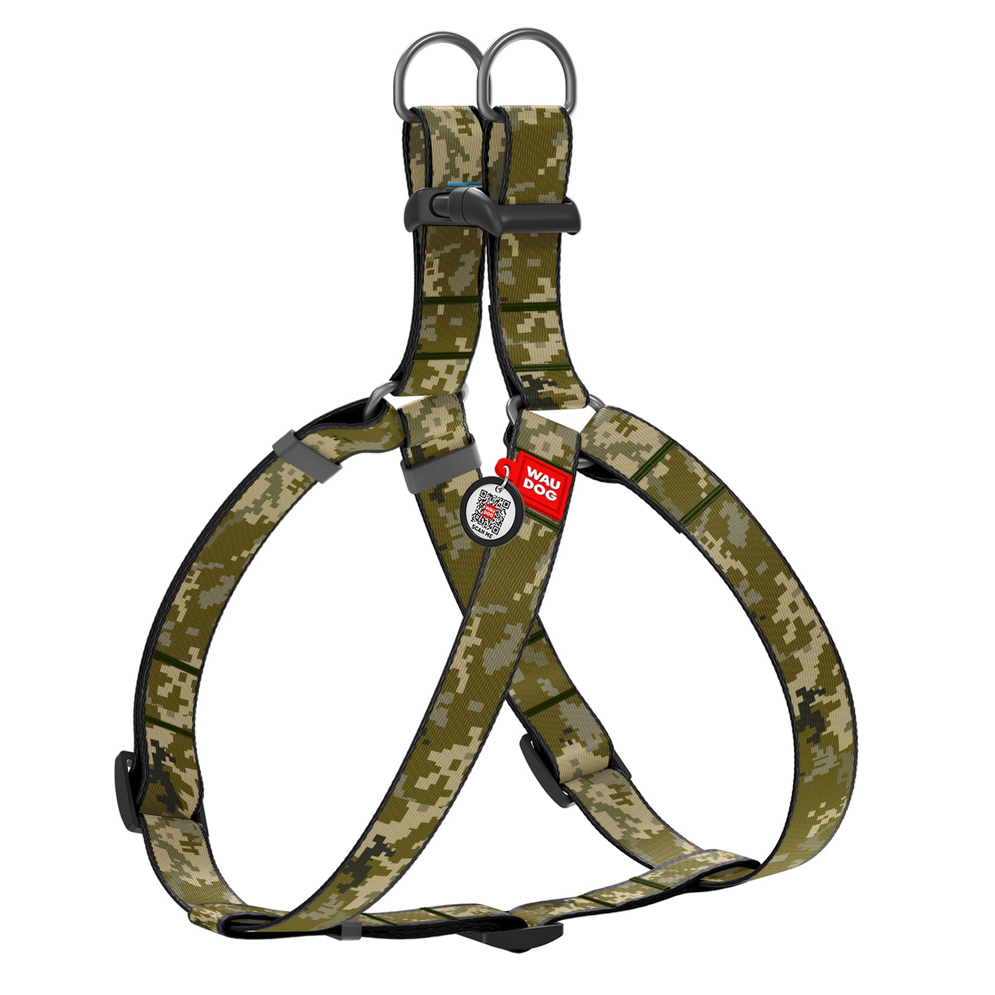 Waudog Nylon Dog Harness - Military - Plastic Buckle - M