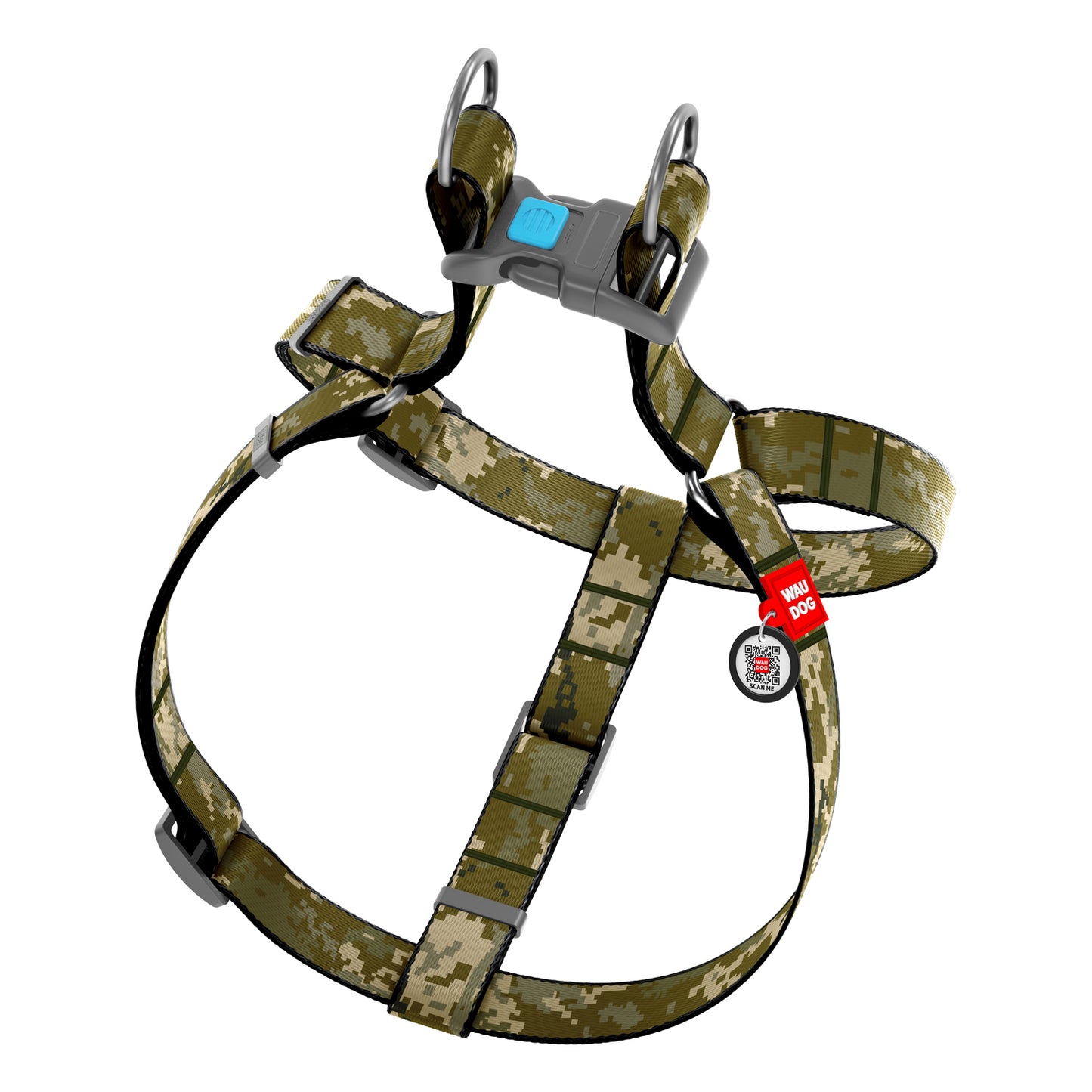 Waudog Nylon Dog Harness - Military - Plastic Buckle - S