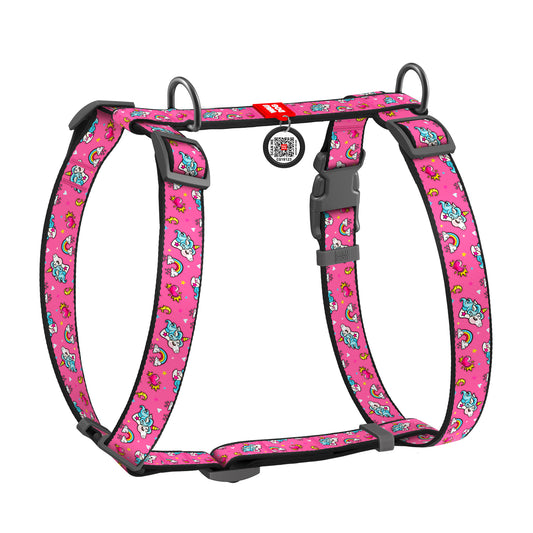 Waudog Nylon Dog Harness - Unicorns - Plastic Buckle - L