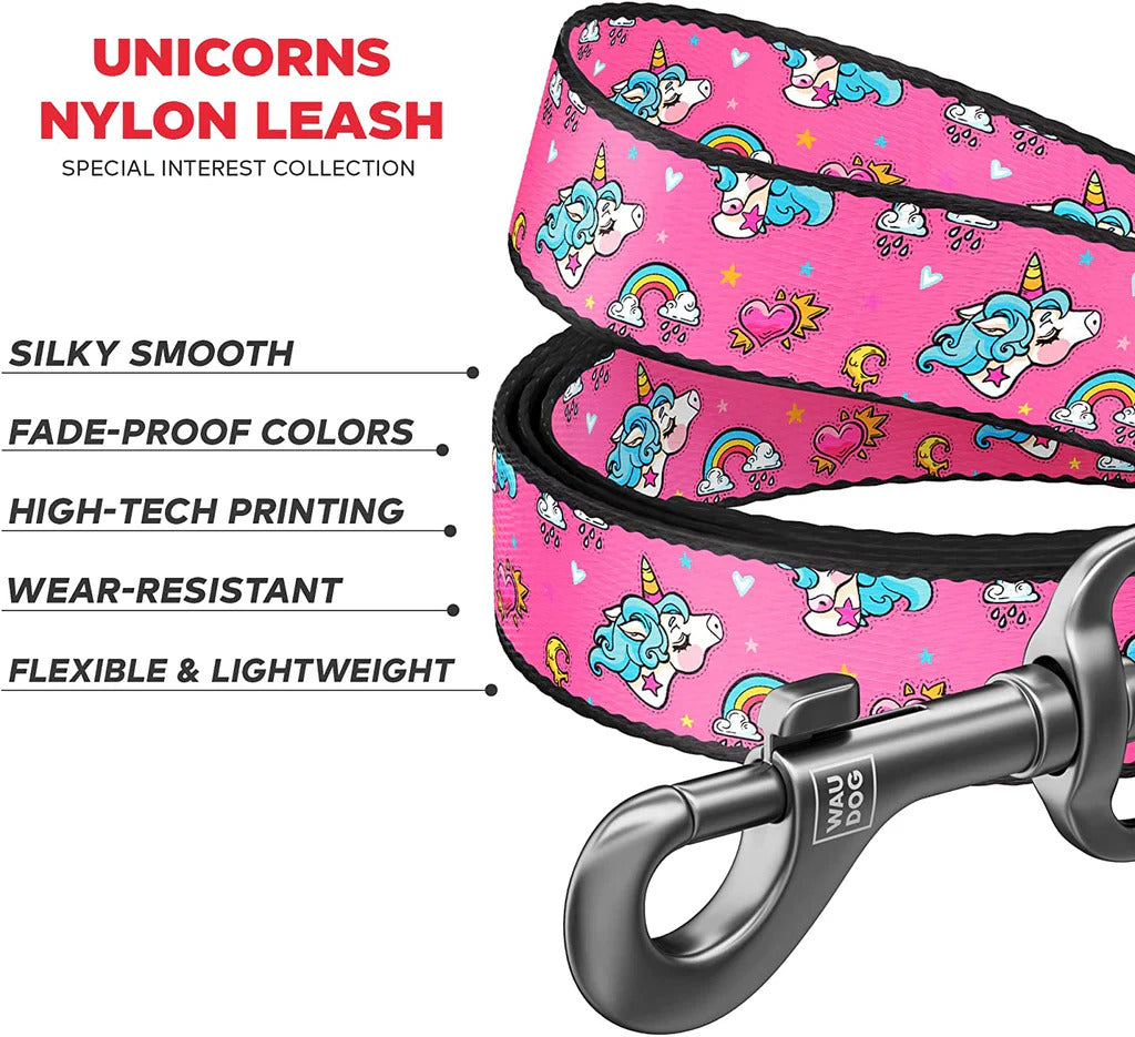 Waudog Nylon Dog Leash - Unicorns - S