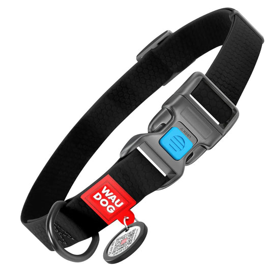 Waudog Waterproof Dog Collar - Plastic Buckle - S - Black