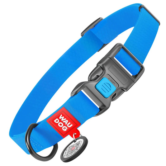 Waudog Waterproof Dog Collar - Plastic Buckle - L - Blue
