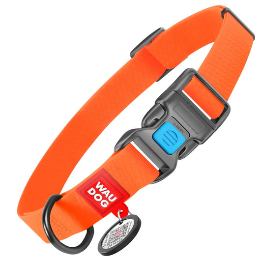 Waudog Waterproof Dog Collar - Plastic Buckle - XL - Orange