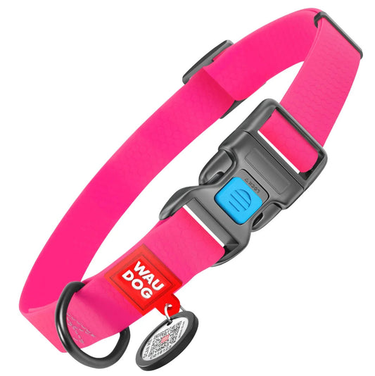 Waudog Waterproof Dog Collar - Plastic Buckle - XL - Pink