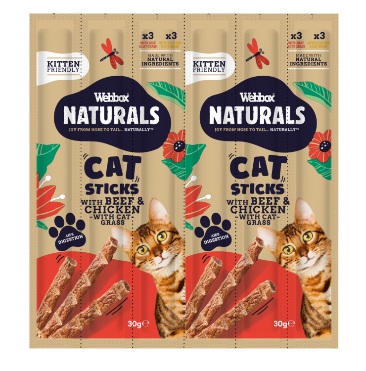 Webbox Cat Treat Natural Sticks Beef & Chicken - 30 g (6 pcs)