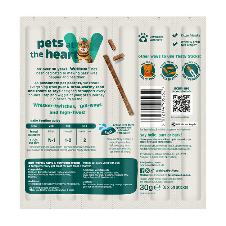 Webbox Cat Treat Tasty Sticks Duck - 30 g (6 pcs)