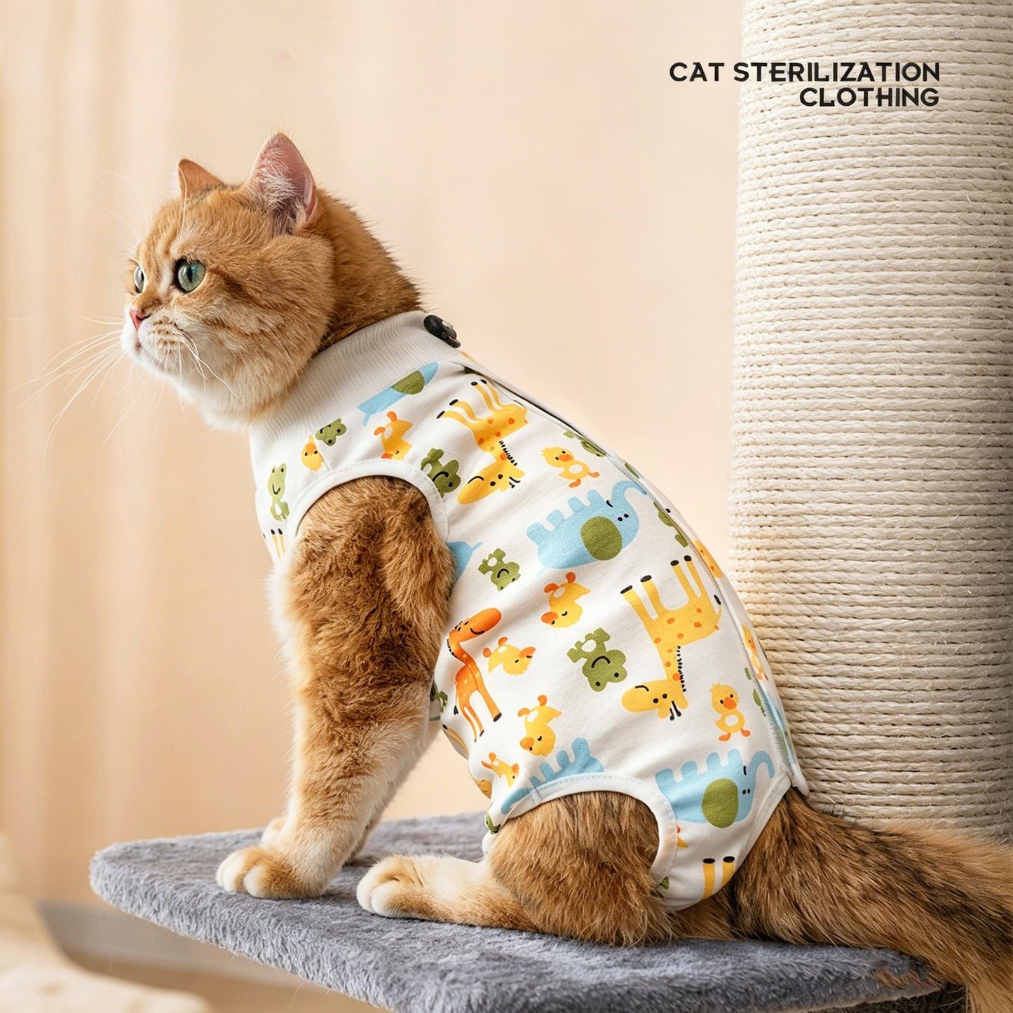 Funny Paws Pet Medical Suit S - White Multi-Animals